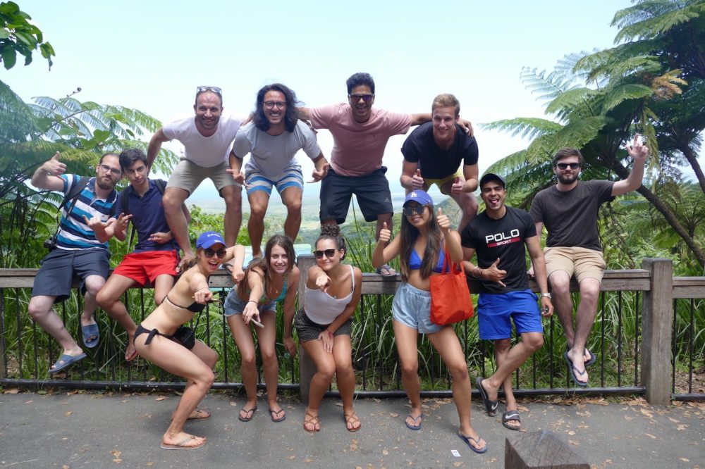 Group of backpackers travelling from Byron Bay to Cairns