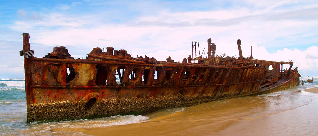 Rusty Maheno Shipwreck On Rainbow Beach in Fraser Island
