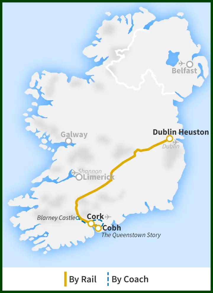 Cork, Blarney Castle, Cobh and Titanic Story Rail Tour From Dublin
