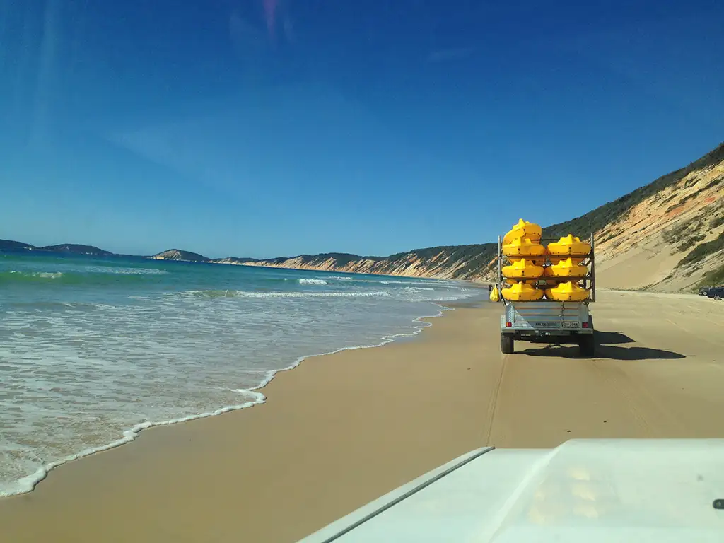 Dolphin View Kayak Tour + Surf Lesson with 4WD Beach Adventure from Noosa