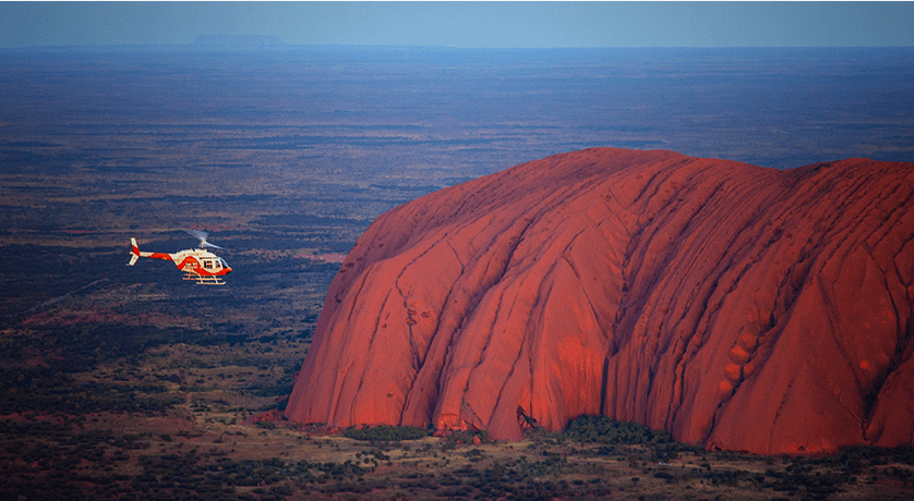 Helicopter ride at Uluru viewing the Ayers Rock