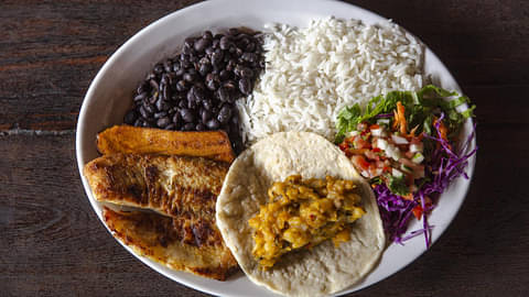 Costa_Rica_San_Miguel_de_Sarapiqui_Mi_Cafecito_Lunch_Fish_Rice_Beans_Food_Plate