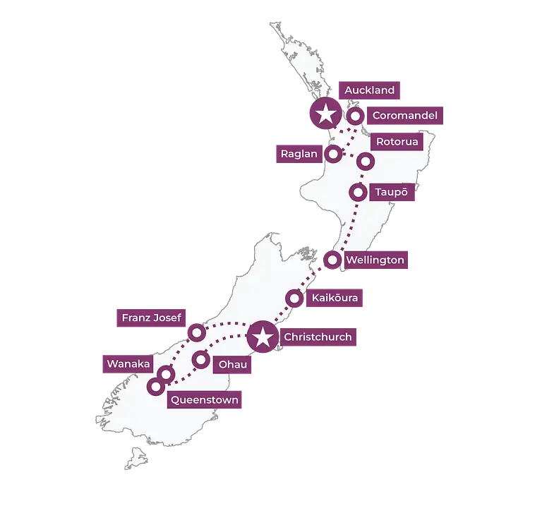 New Zealand Coach Tour map