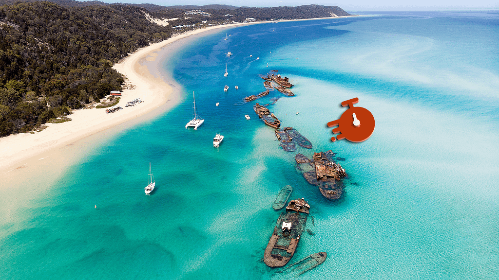 Ship Wrecks Along Beach On South East Queensland
