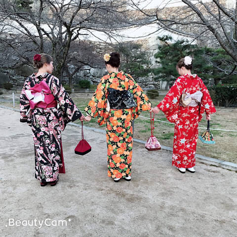 World Heritage Site "Himeji Castle" and the Japanese Garden tour in Kimono