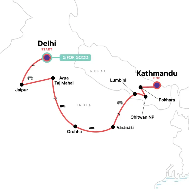 15 Day Delhi to Kathmandu Adventure | G Adventures