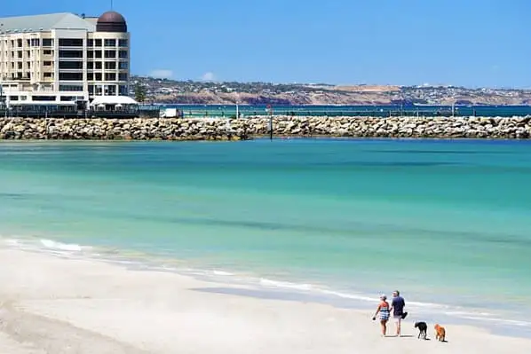 Coastline view of Adelaide's Glenelg beach