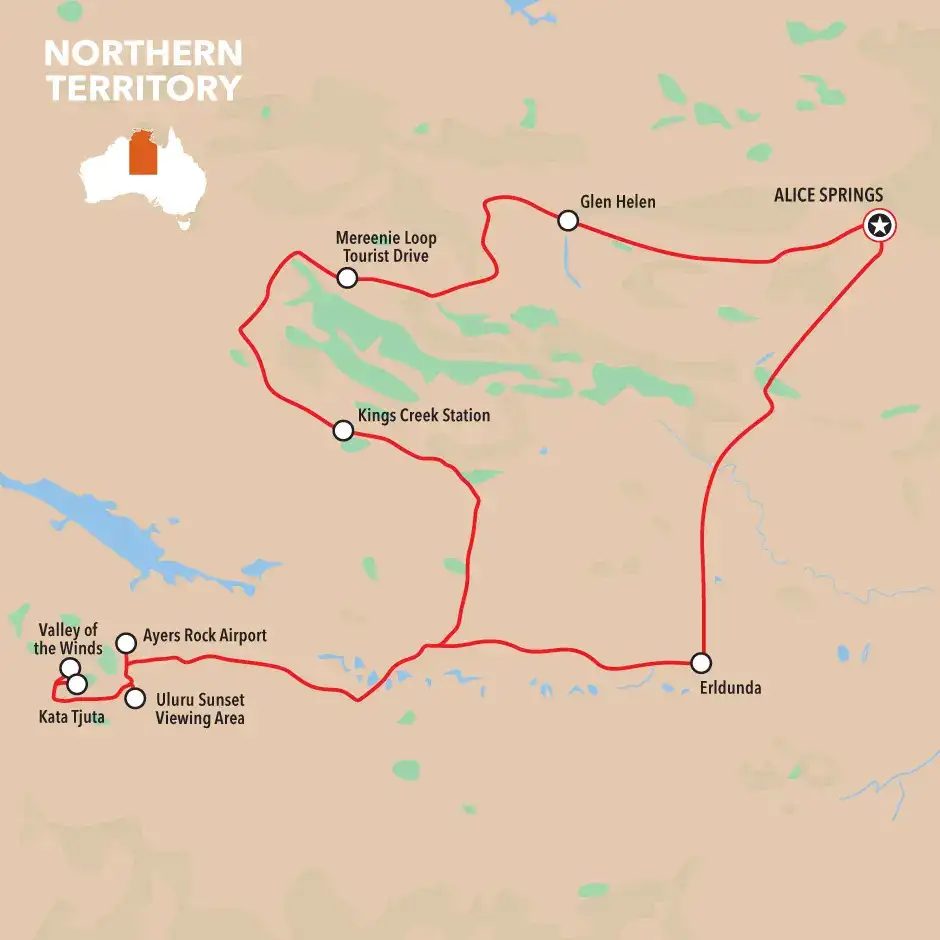 4 Day Red Centre to West MacDonnell Tour | From Ayers Rock/Yulara (BDTNT150EXT)